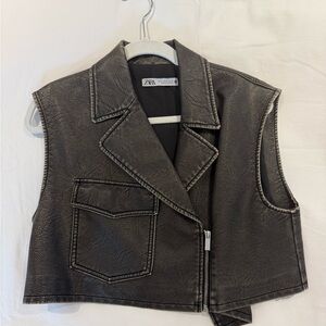 Zara Charcoal Faux Leather Jacket